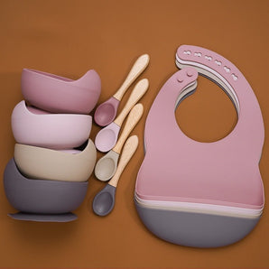 Set Repas Bébé en Silicone Bavoir et Bol Ventouse - Havenbridges™ - HAVENBRIDGES